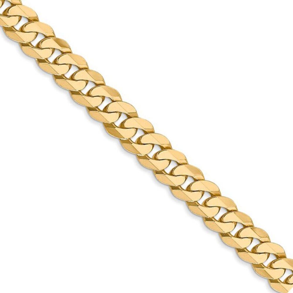 Men's 6.1mm 14k Yellow Gold Beveled Solid Curb Chain Necklace, 20 Inch